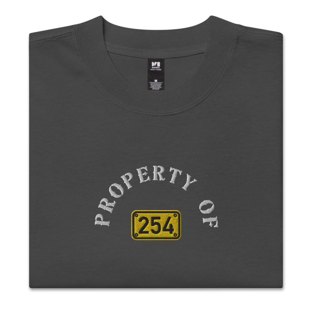 Property of 254 Embroidery Oversized faded t-shirt Unisex