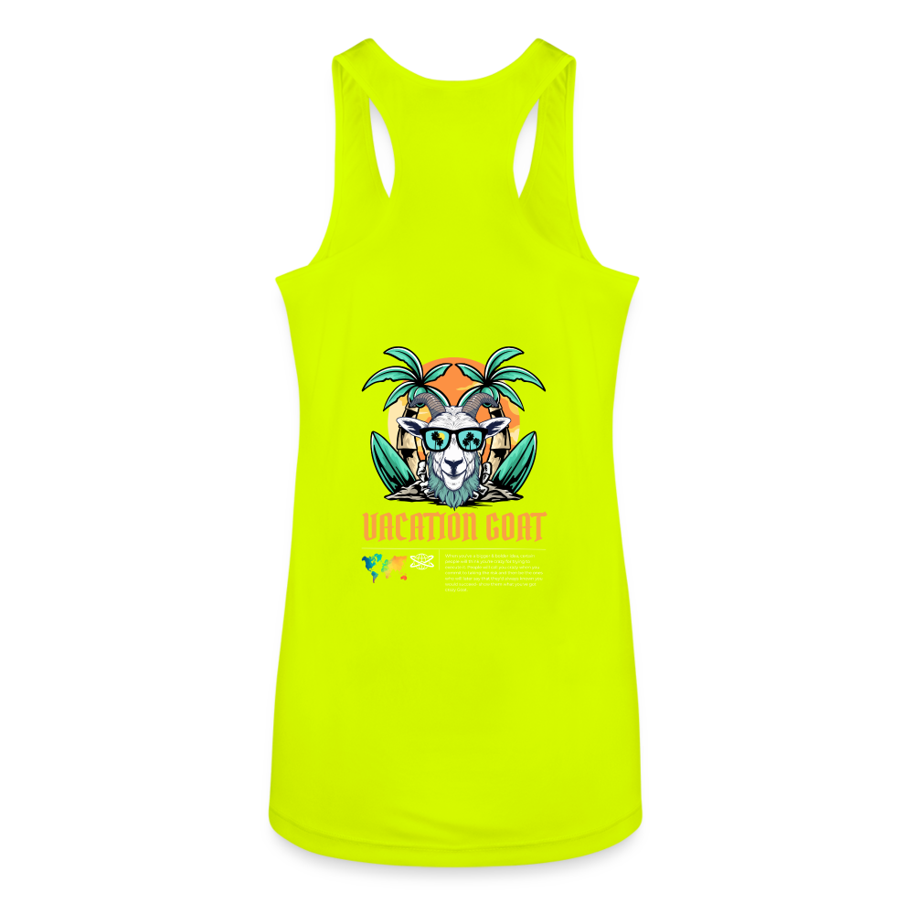 Vacation Goat Women’s Performance Racerback Tank Top - neon yellow