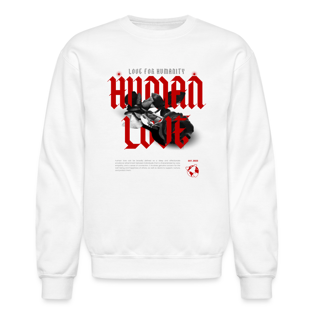 Human Love Roses Crewneck Sweatshirt - white