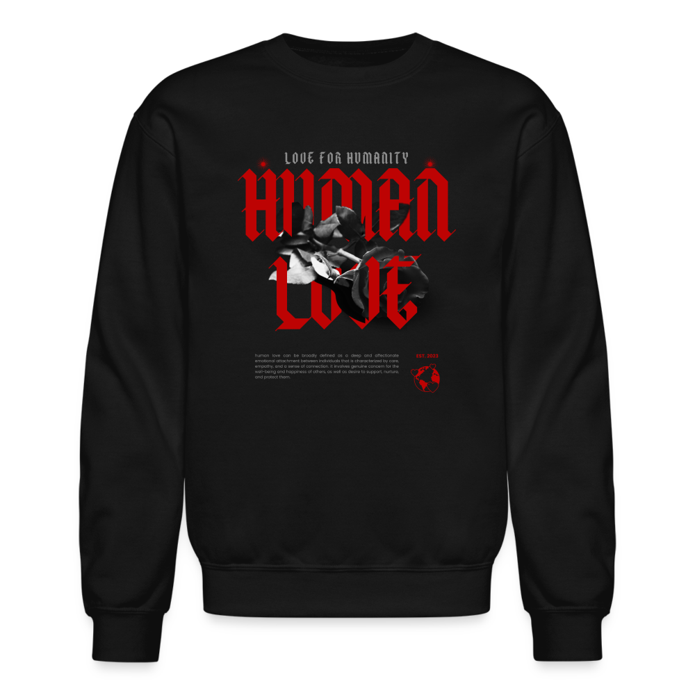 Human Love Roses Crewneck Sweatshirt - black