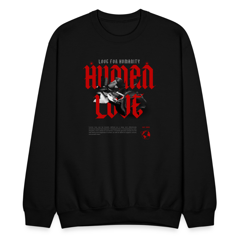 Human Love Roses Crewneck Sweatshirt - black