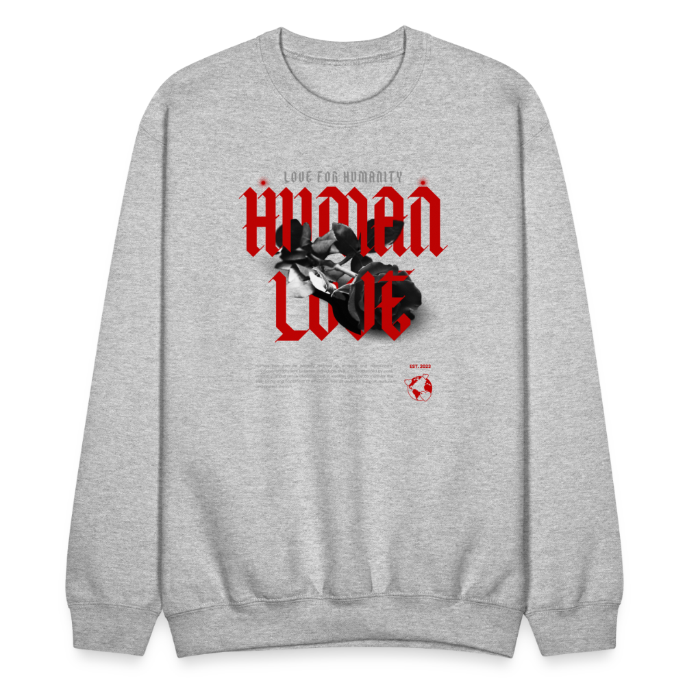 Human Love Roses Crewneck Sweatshirt - heather gray