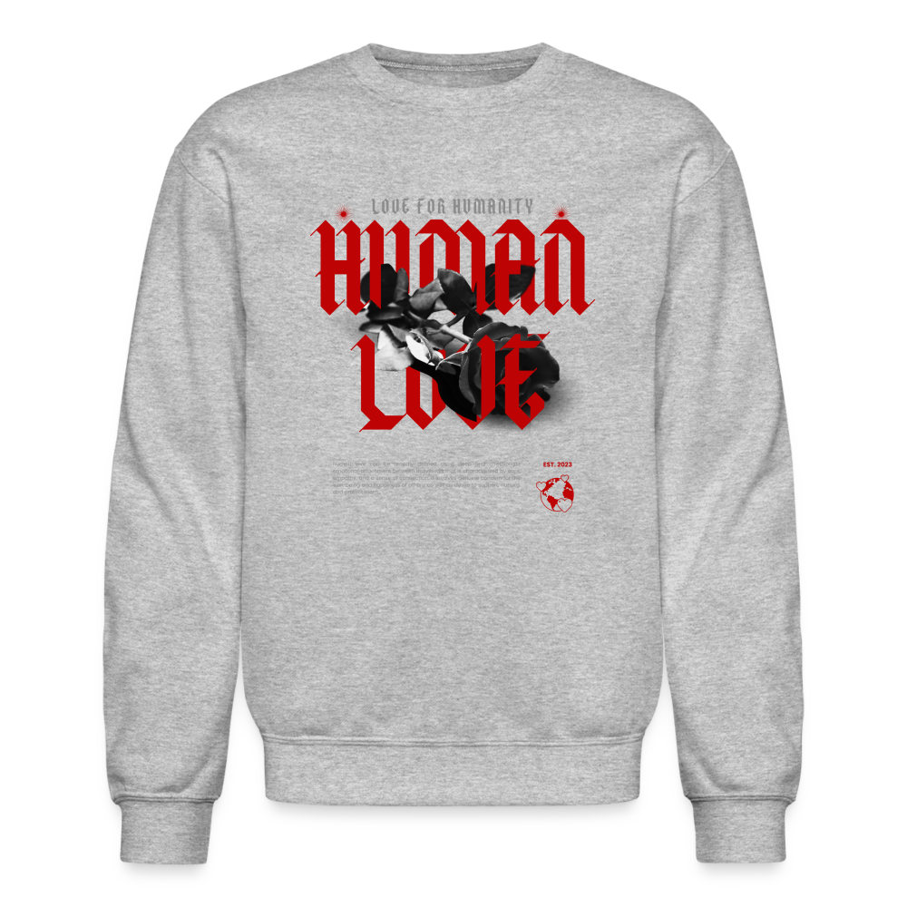 Human Love Roses Crewneck Sweatshirt - heather gray