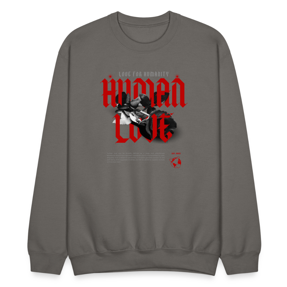 Human Love Roses Crewneck Sweatshirt - asphalt gray