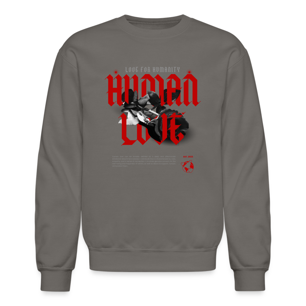 Human Love Roses Crewneck Sweatshirt - asphalt gray