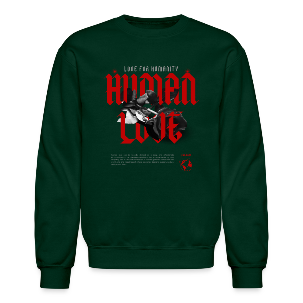 Human Love Roses Crewneck Sweatshirt - forest green