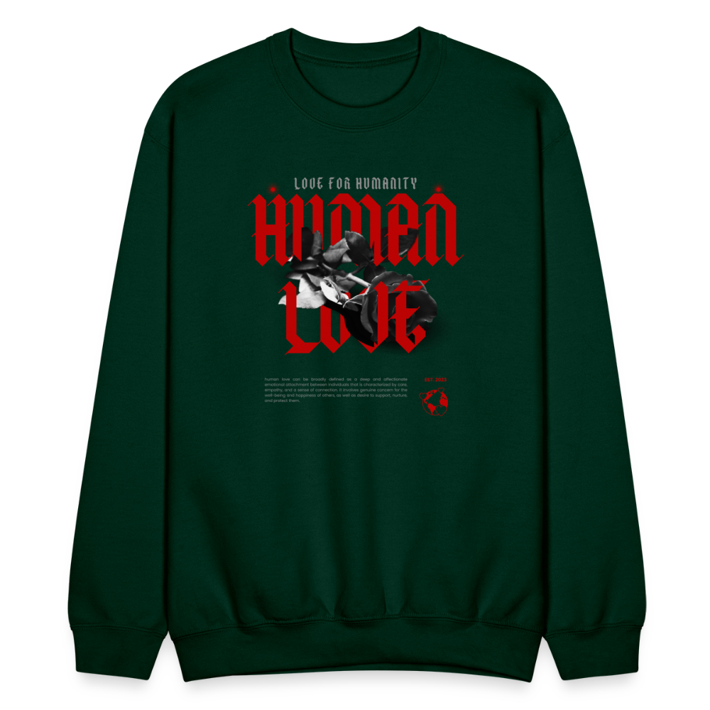 Human Love Roses Crewneck Sweatshirt - forest green