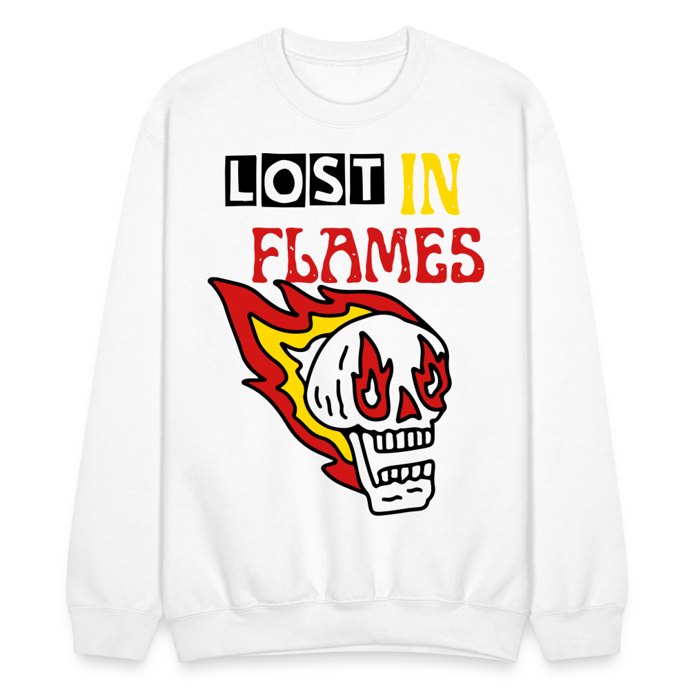 Lost in Flames Big Crewneck Sweatshirt - white