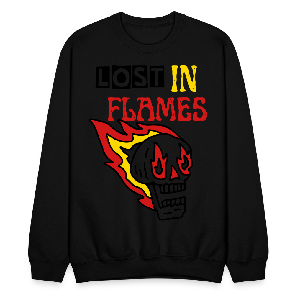 Lost in Flames Big Crewneck Sweatshirt - black