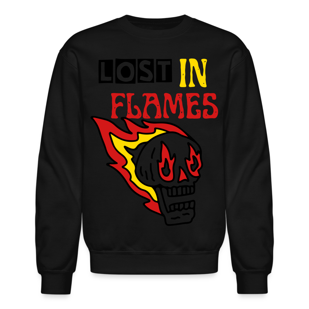 Lost in Flames Big Crewneck Sweatshirt - black