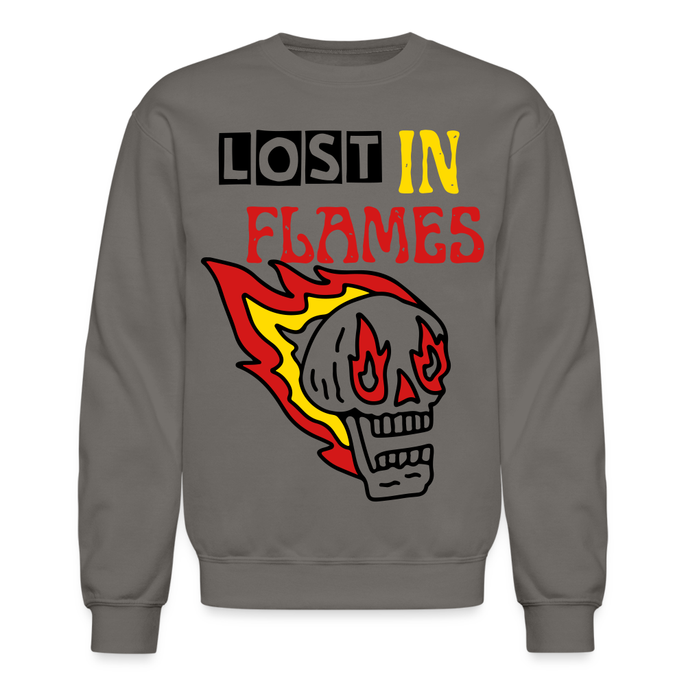 Lost in Flames Big Crewneck Sweatshirt - asphalt gray