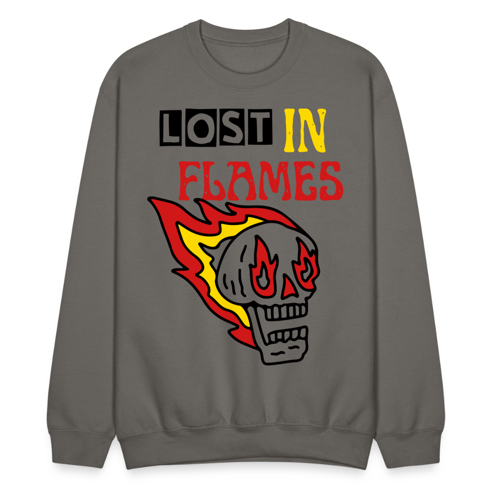 Lost in Flames Big Crewneck Sweatshirt - asphalt gray