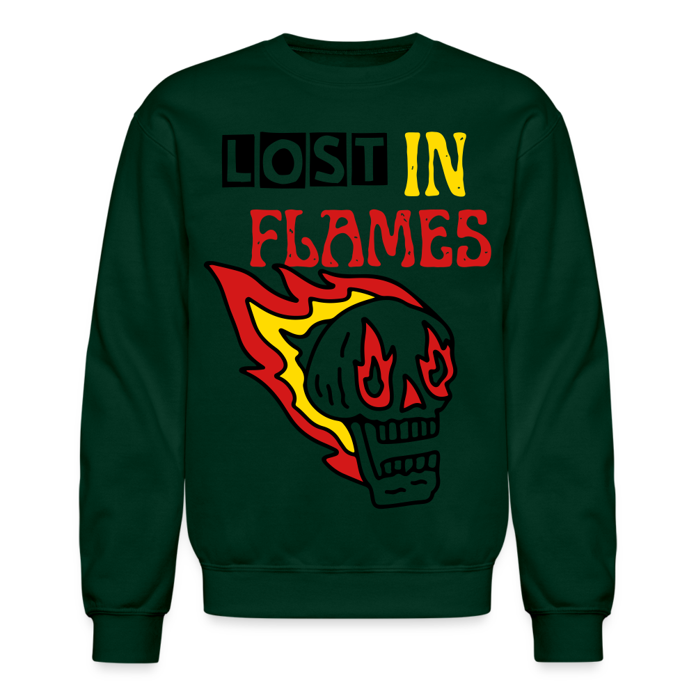 Lost in Flames Big Crewneck Sweatshirt - forest green