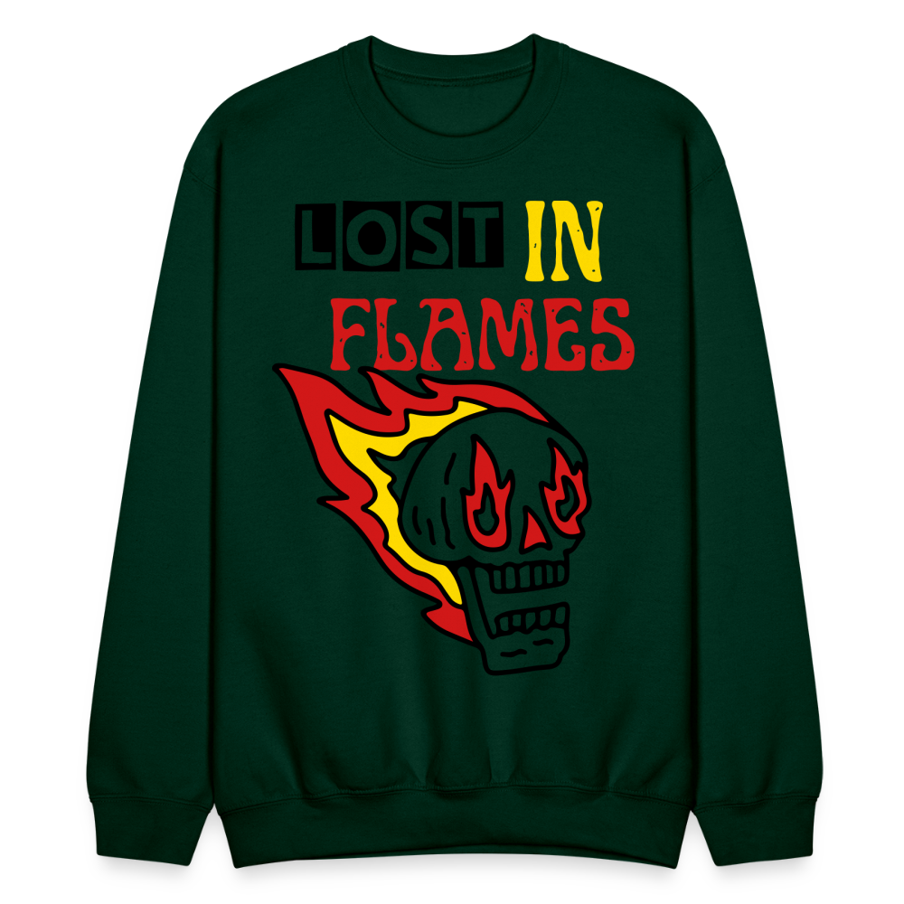 Lost in Flames Big Crewneck Sweatshirt - forest green