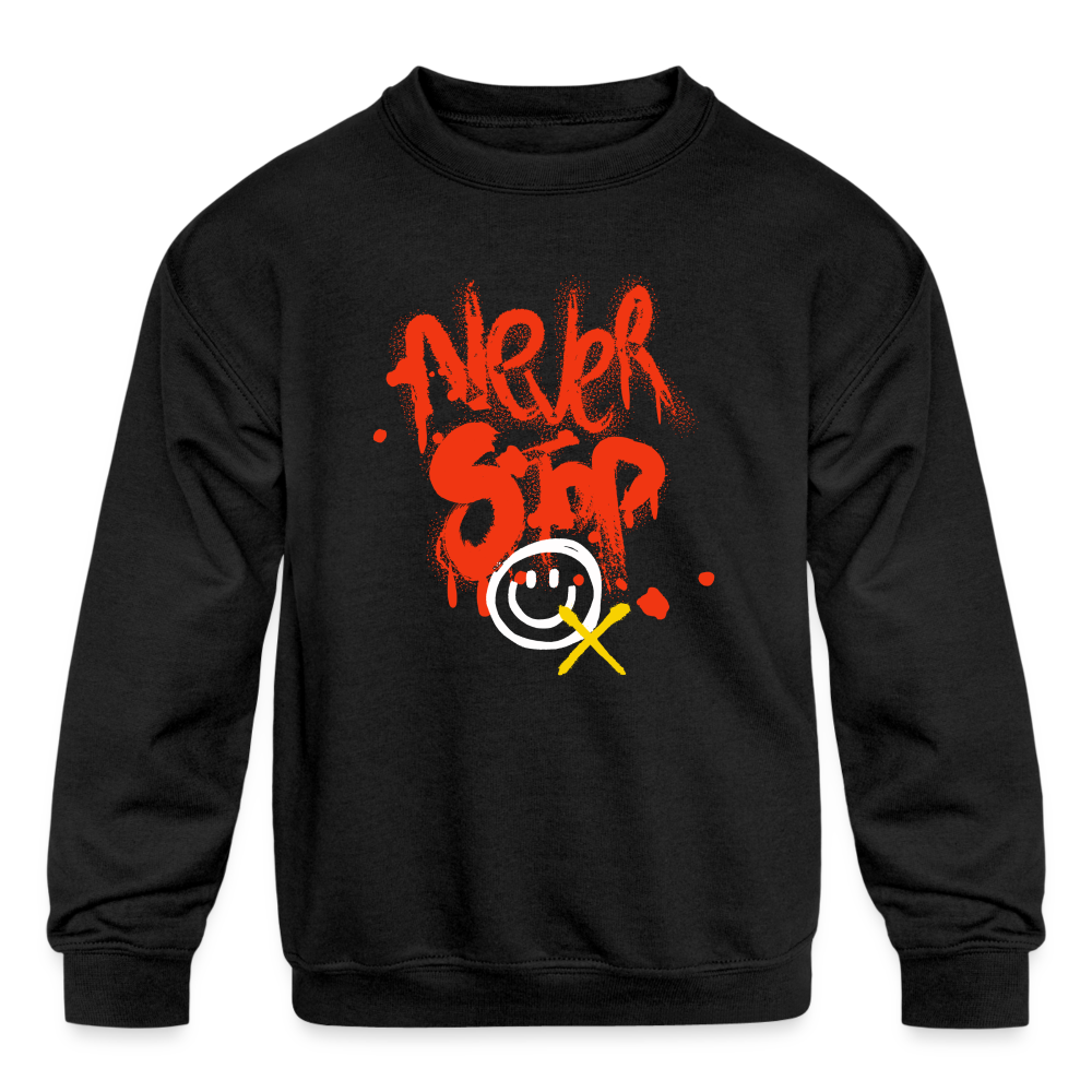 Never Stop Kids' Crewneck Sweatshirt - black