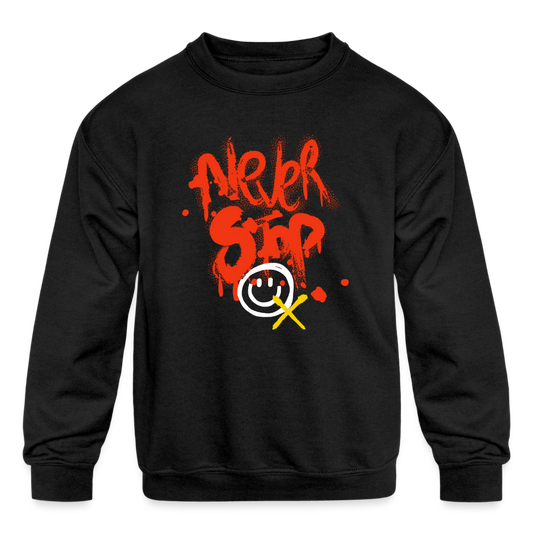 Never Stop Kids' Crewneck Sweatshirt - black