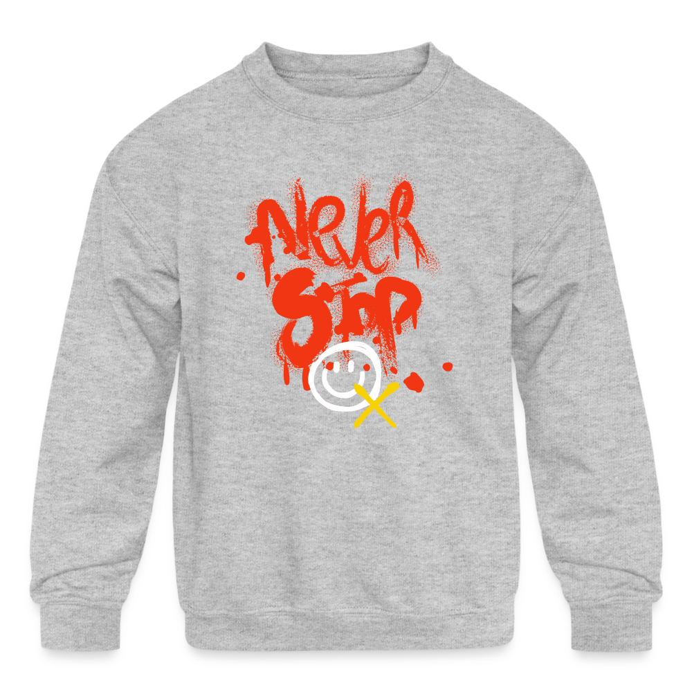 Never Stop Kids' Crewneck Sweatshirt - heather gray