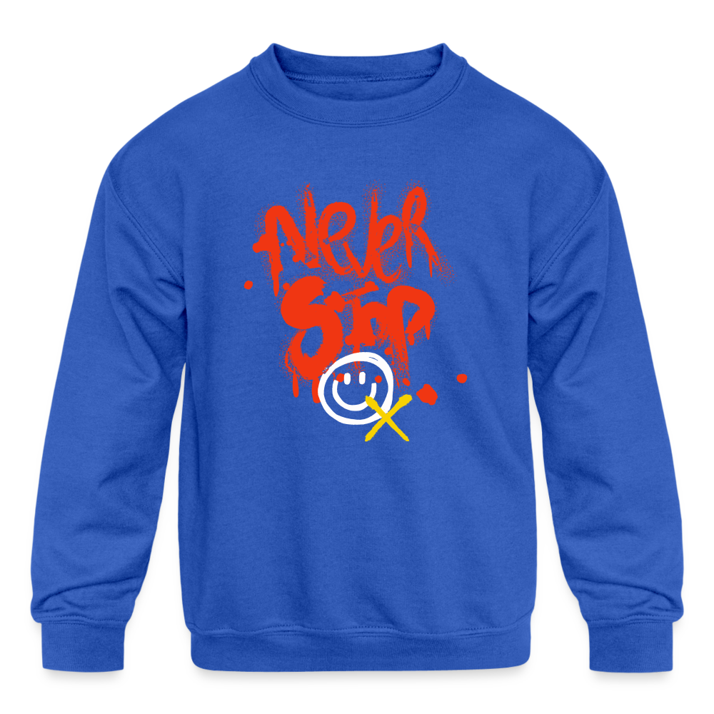 Never Stop Kids' Crewneck Sweatshirt - royal blue