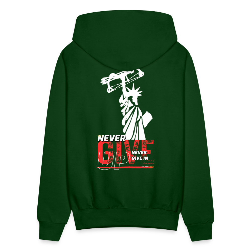 Never Give Up Never Give In Men's Hoodie - forest green