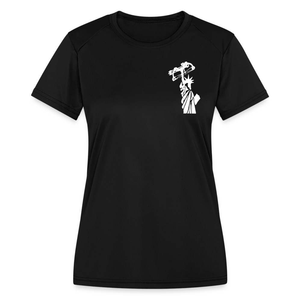 Never Give up Women's Moisture Wicking Performance T-Shirt - black