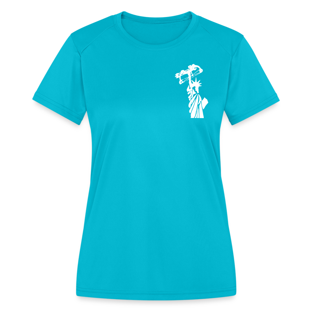 Never Give up Women's Moisture Wicking Performance T-Shirt - turquoise