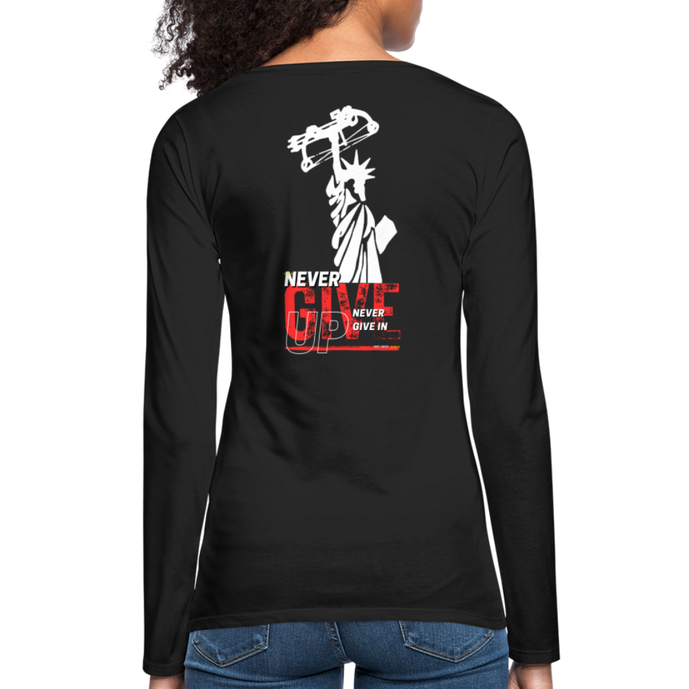 Never Give up  Women's Premium Long Sleeve T-Shirt - black