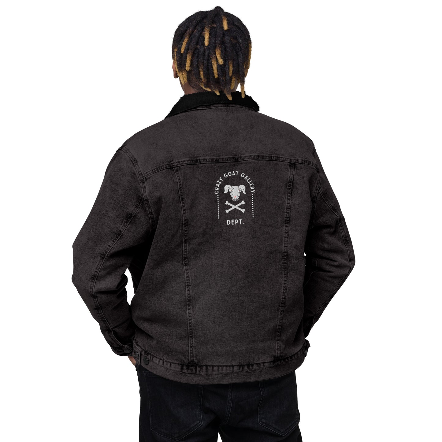 Crazy Goat Gallery Dept. Unisex denim sherpa jacket