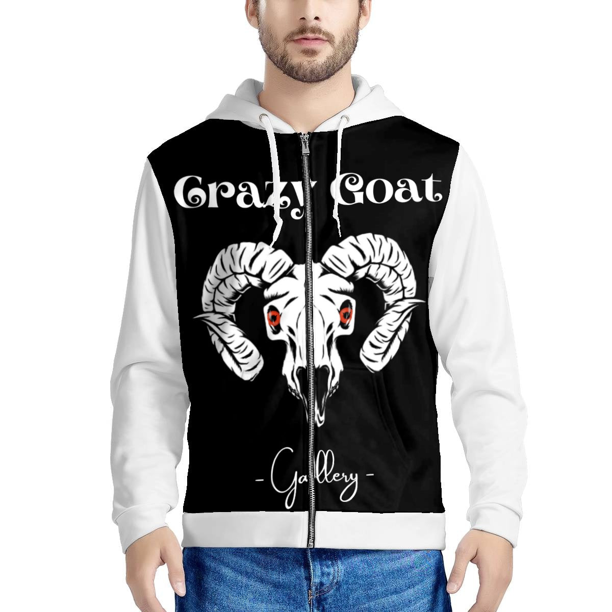 Crazy Goat Men's Vest Print Zip Hoodie