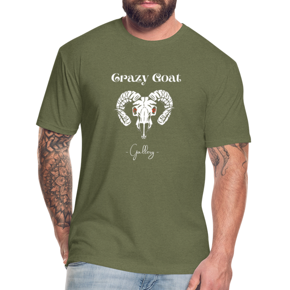 Crazy Goat Fitted CottonT-Shirt - heather military green