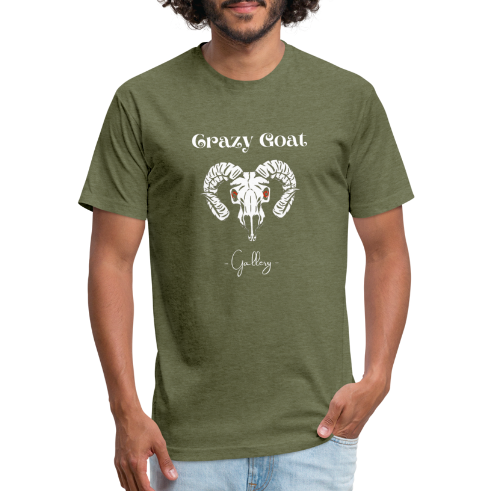 Crazy Goat Fitted CottonT-Shirt - heather military green