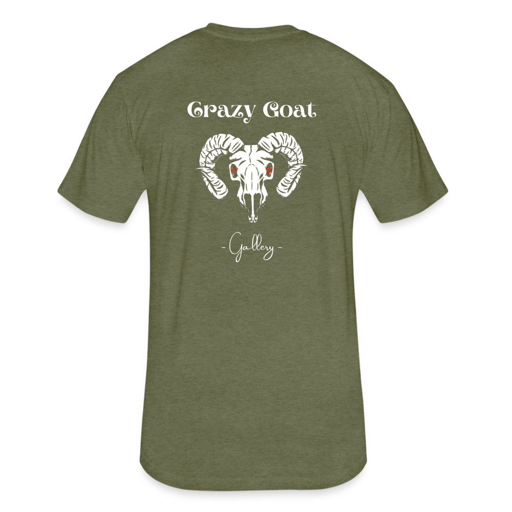 Crazy Goat Fitted CottonT-Shirt - heather military green